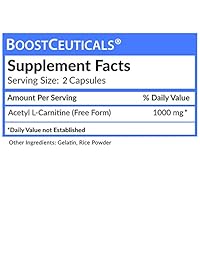 L Carnitina 1000 mg (Acetyl) – 200 Count (Alcar) acetilo Carnitine por boostceuticals