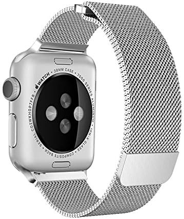 Walcase for Apple Watch Band, Fully Magnetic Clasp Mesh Milanese Loop Stainless Steel iWatch Band for Apple Watch Series 3 2 1 Sport and Edition 38mm