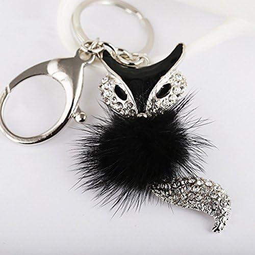 NEW PLEASURE Fox Key Chains Car Key Ring Bag Pendant (A Black)