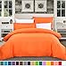 SUSYBAO 3 Pieces Duvet Cover Set 100% Natural Cotton Queen Size 1 Duvet Cover 2 Pillow Shams Solid Orange Luxury Quality Soft Breathable Hypoallergenic Fade Stain Wrinkle Resistant with Zipper Ties