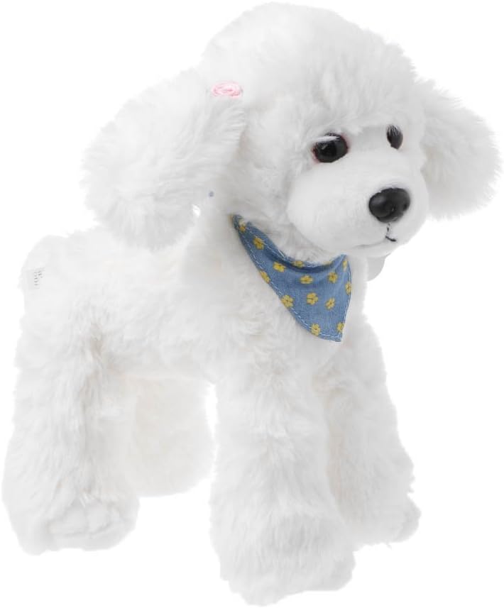 Seaskyer 1Pc Realistic Poodle Soft Plush Toy , Cute Dog Soft Doll Stuffed Pillow Decoration Gift ,Children Kids Birthday Gift (White)