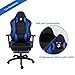Kinsal Ergonomic High-Back Large Size Gaming Chair, Office Desk Chair Swivel Blue PC Gaming Chair with Extra Soft Headrest, Massage Lumbar Support and Retractible Footrest (Blue)