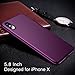 TORRAS Slim Fit iPhone Xs Case/iPhone X Case, Hard Plastic PC Super Thin Mobile Phone Cover Case with Matte Finish Coating Grip Compatible with iPhone X/iPhone Xs 5.8 inch, Violet Red