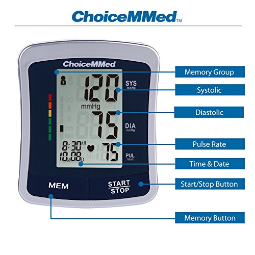 CHOICEMMED Wrist Blood Pressure Monitor - BP Cuff Meter with Display - Blood Pressure Machine up 5.3"-8.5" Wrists - Blood Pressure Tester Kit with Case - Blood Pressure Gauge with Memory
