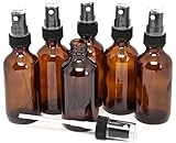 Vivaplex, 6, Amber, 2 oz Glass Bottles, with Black Fine Mist Sprayers