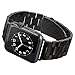 Apple Watch band 42mm, AUCEE iWatch band Stainless Steel Strap Wrist Bands Replacement with Durable Folding Metal Clasp for Apple Watch (Black)