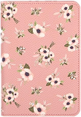 Doptou 1 Pcs Passport Case Holder Protector for Traveler Women Men Multifunctional Lightweight Pu Leather Folder for Tickets Credit Cards Notebook Cover (Pink Flower)