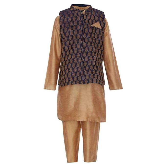 Boy's synthetic Kurta Pyjama (206051079_ Beige_ 3 Years)