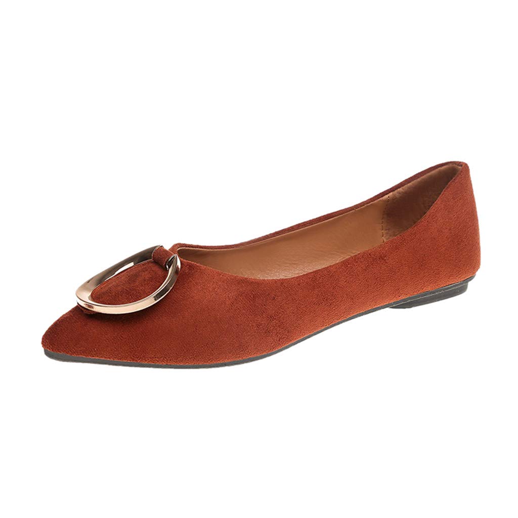 ladies tan leather flat shoes