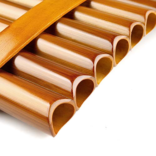15 Pipes Brown Pan Flute G Key Chinese Traditional Musical Instrument Pan Pipes Woodwind Instrument (Left-Hand) - Thumbnail 4