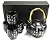 Happy Sales HSTS-PMB01, Black Porcelain Tea Set Calligraphy 27oz