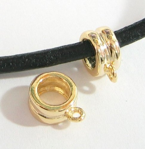 Gold-tone 925 Sterling Silver Cord Ring Pendant Connector For European Charm Bracelets