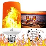 LED Flame Effect Light Bulb - LED Flickering Flame Light Bulbs, Simulated Decorative Light Atmosphere Lighting Vintage Flaming Light Bulb, Gravity Sensor-Upside Down, E26, 3 Modes,(1 Pack)