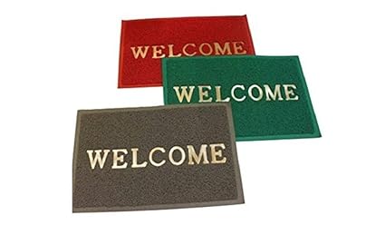 Ivaan Set of 3 Pieces Dust Remover PVC Welcome Doormat for Offices,Hotel,Restaurant, Home,Shop (Multicolour)