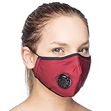 One Mask + 6 Filters) Military Grade N99 Carbon Activated Anti Dust Face Mouth Cover Mask Respirator - Dustproof Anti-bacterial Washable - Reusable Respirator Comfy - Cotton Ge (N99 Mask - Dark Red)