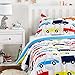 Amazon Basics Kid's Comforter Set - Soft, Easy-Wash Microfiber - Twin, Multi-Color Racing Cars