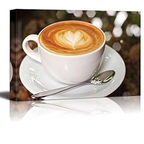 Cappuccino Latte Coffee with Heart Shape Wall Decor