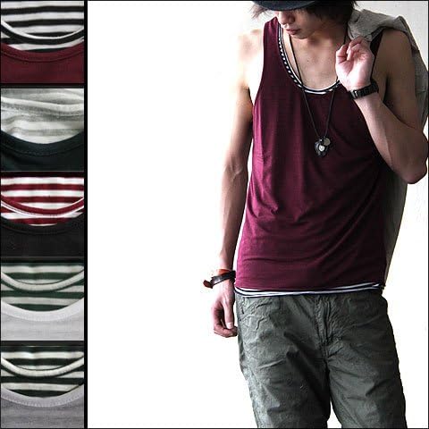 Amazon メンズ ガルバナイズ Galvanize 2枚重ねレイヤード タンクトップ タンクトップ 通販