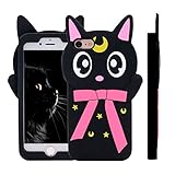 iPhone 7 Case, MC Fashion Cute 3D Japan Cartoon Sailor Moon Crystal Black Cat Luna Protective Silicone Rubber Case Skin for Apple iPhone 7 (2016) (Sailor Moon Crystal-Luna Cat)