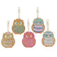 hullonguuo 5pcs DIY Full Drill Special Shaped Diamond Painting Bird Key Ring Pendant