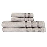 Touz 4pcs Bath Collection: 2pcs Beach Towel+2pcs Hand Towel,ultra Soft Bamboo, Absorbs Moisture (Light Grey)