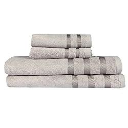 See Touz 4pcs Bath Collection: 2pcs Beach Towel+2pcs Hand Towel,ultra Soft Bamboo, Absorbs Moisture (Light Grey) Details