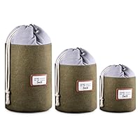 Zecti Thick Protective Lens Pouches Set for DSLR Camera Lens with Water Resistant Canvas Material, Lens Cases for Canon Nikon Sony Olympus Panasonic (3 Pack)