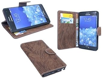 ENERGMiX Buchtasche Hülle kompatibel mit Samsung Galaxy Note Edge N915F Case Tasche Wallet BookStyle mit Standfunktion in Bra