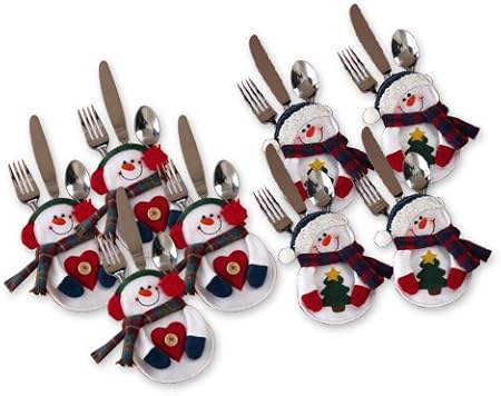 Amazon 8点セット クリスマス飾り ナイフ フォーク スプン ホルダー 可愛い お箸袋 インテリア小物 カトラリーケースポケット オーナメント 雪だるまシリーズ 並行輸入品 クリスマス雑貨 おもちゃ