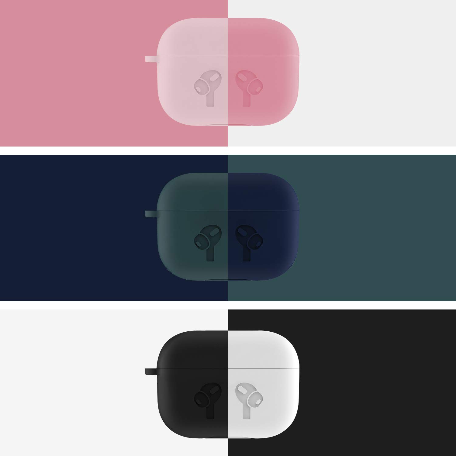 AirPods Pro Case Cover, 2.5MM Thick Silicone Shockproof Protective Cover with Visible Front LED Compatible with Wireless Charging AirPods Pro, Midnight Blue