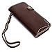 Galaxy S8 Plus Wallet Leather Case, Genuine Cowhide Handmade Protective Vintage Flip Folio Cover with Snap Magnetic Closure and Hand Strap for Samsung Galaxy S8 Plus - Dark Brown