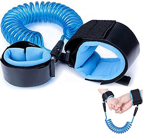 FlyingP Baby Kids Anti Lost Wrist Link Safety Velcro Harness Strap Rope Leash Walking Hand Belt for Toddlers Children Boys Girls Blue Cable Length of 1.5 m (5 foot)