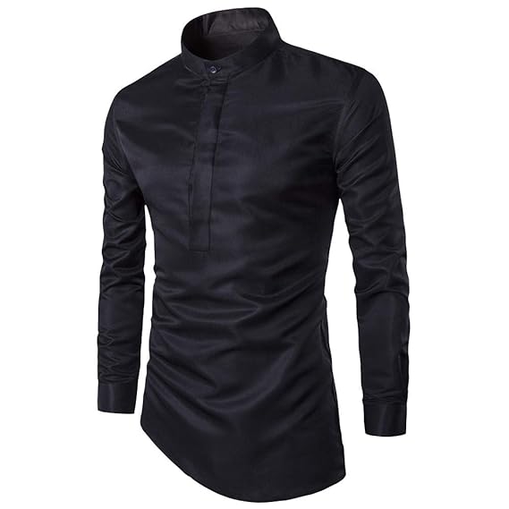 UJUNAOR Männer Herbst Winter Shirt Herren Unregelmäßiges Hemd Freizeithemd Langarm Bluse Weiß Schwarz