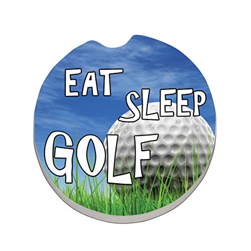 Eat, Sleep, Golf - Single Ceramic Car Coaster