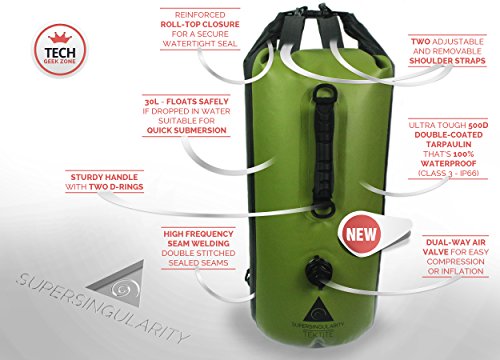 Premium-Dry-Bag-30L-Waterproof-Backpack-by-Supersingularity-with-Dual-Air-Valve-Inflation-and-Compression-Sack-Gear-Bag-for-Boating-Kayaking-Canoeing-Rafting-Fishing-Hunting-Camping-Beach Premium-Dry-Bag-30L-Waterproof-Backpack-by-Supersingularity-with-Dual-Air-Valve-Inflation-and-Compression-Sack-Gear-Bag-for-Boating-Kayaking-Canoeing-Rafting-Fishing-Hunting-Camping-Beach