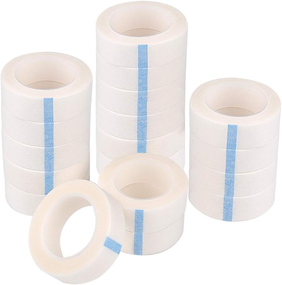 TUPARKA 18 Pack Eyelash Tape White Paper Fabric Tape for Eyelash Extension Supply 0.5 Inch x 10 Yard Each Roll