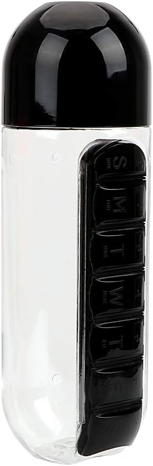 KJHLL Plastic Leak-proof 600ml My Water Bottle With Daily Pill Box Organizer Fruit Lemon Juice Drinking Bottle Sports Cycling Camping Bottles