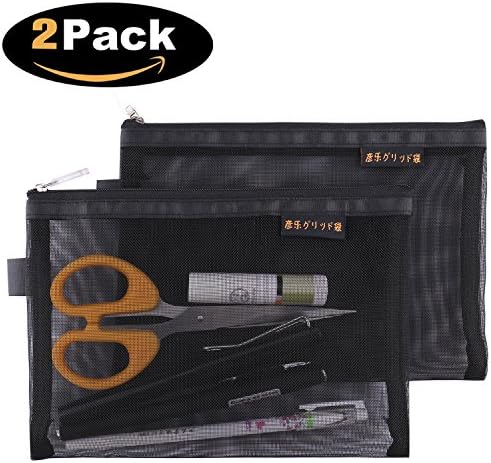 Mesh Zipper Bags pencil case pen bag Pencil Bags cosmetic bag Makeup Bags Cosmetic Pouch Cosmetic Case storage bag buggy bag Multi pocket(Black)