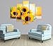 PulsatingFingertip-5 Panel No Framed Rolled Sunrise Landscape Oil Painting Modern Sunflower Picture Canvas Prints for Living Room Décor No Frame