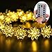 echosari [Remote & Timer] Battery Operated Lotus Flower LED String Lights 16 Feet 50 LED Fairy String Lights for Indoor & Outdoor Garden, Wedding Decoration (Warm White)