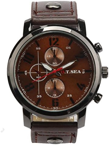 Men Watches,Toponly Men's Sports Quartz Luxury Leather Wristwatches Orange/Blue (2018 FASHION Coffee 87)