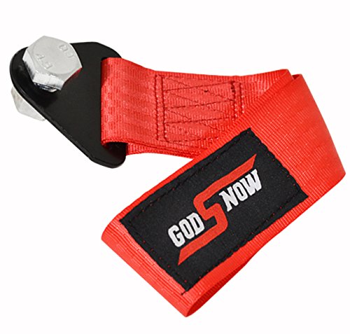 AJP Distributors Godsnow JDM Universal Car Auto High Strength 4000LBS Rated Heavy Duty Sturdy Nylon Front Rear Bumper 14MM Tow Hook Strap Towing Belt Rope Cable Ribbon Trailer Hitch Hauling Kit Red
