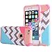 iPhone 6S Plus Case,iPhone 6 Plus Case,BAISRKE [2in1] Heavy Duty Hybrid Hard Case for Apple iPhone 6/6S Plus(5.5 inch) Powder Blue Mint Teal and Coral Pink Split Chevron Design Cover (Rose Gold)