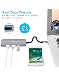 USB C Hub, beeasy adaptador de USB C con suministro de alimentación, Puerto HDMI, SD y Micro Lector de tarjetas SD, 3 puertos USB 3.0 para Macbook Pro (Mac) 2016 2017 y tipo C Windows portátiles, compatible con Thunderbolt 3