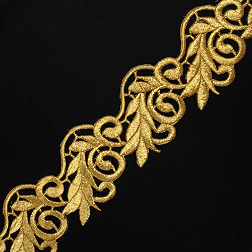 2-Yards 2-3/4" Iron on Metallic Lace Trim for Bridal, Costume or Jewelry, Crafts and Sewing, TR-11889 (Gold) - Thumbnail 5