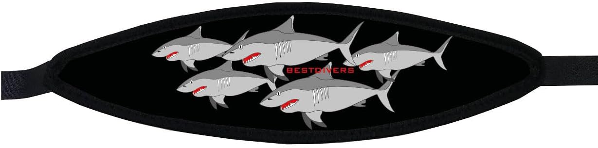 Best divers Neoprene Mask Strap, Velcro Closure, Shark