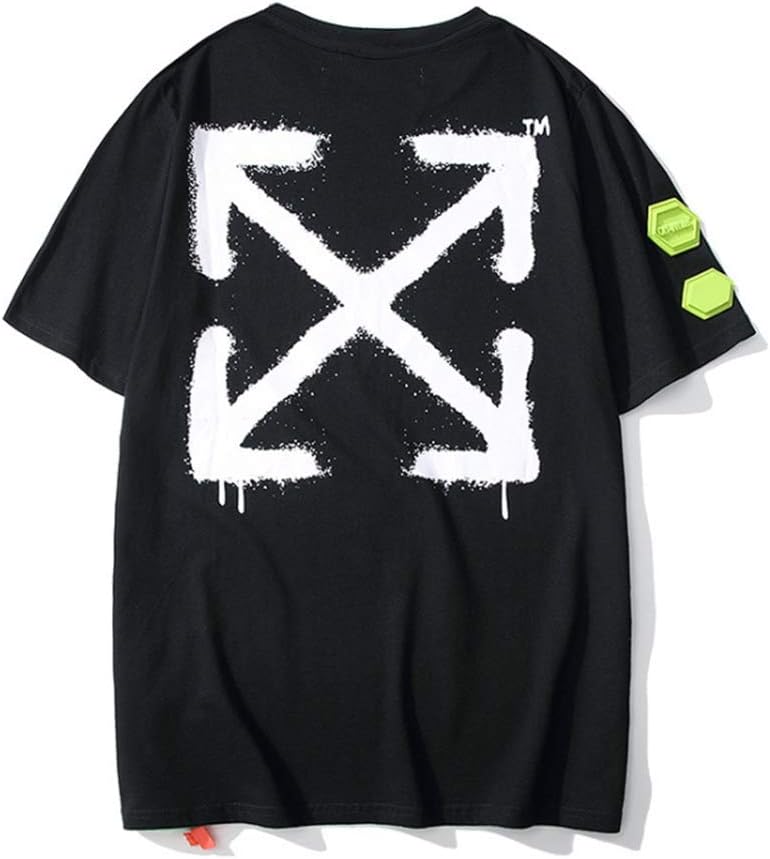 OW Off Arrow Print Loose Cotton Short Sleeve Casual T-Shirt for Men/Women