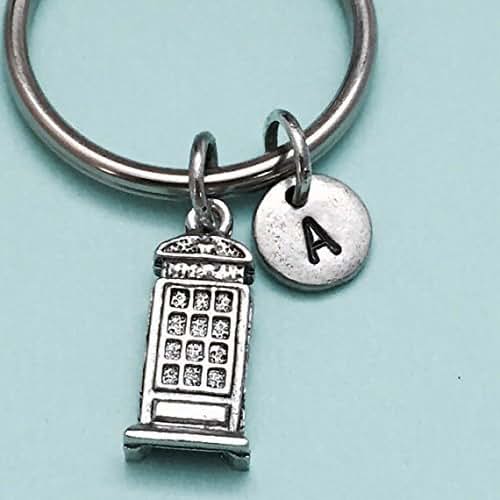 Phone booth keychain, phone booth charm, phone keychain