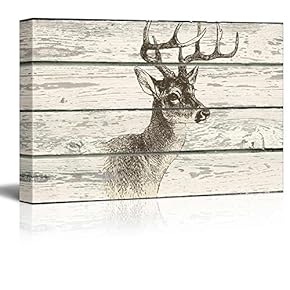 Rustic Wooden Style Buck - Canvas Art