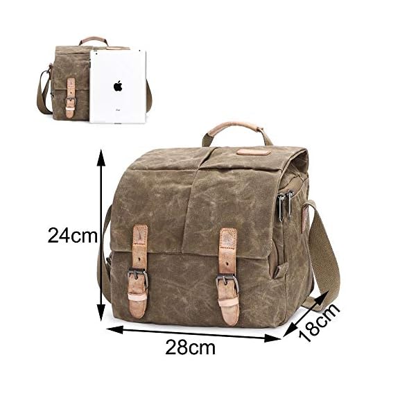 Neuleben Wasserdicht Vintage Kameratasche DSLR SLR Fototasche Canvas Umhängetasche für Spiegelreflexkamera Systemkamera Objektive Zubehör (Dunkelgrau) – Bild 6